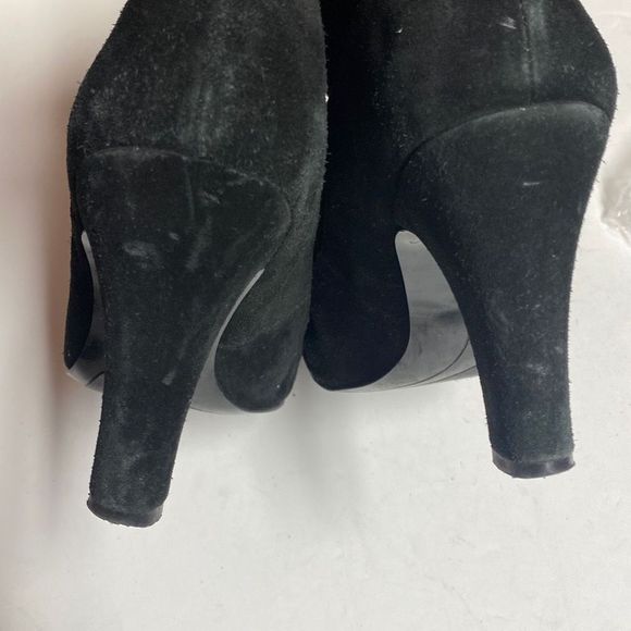 Nine West Black Leather Suede Slouch Heeled Boot Size 9 - Picture 8 of 9